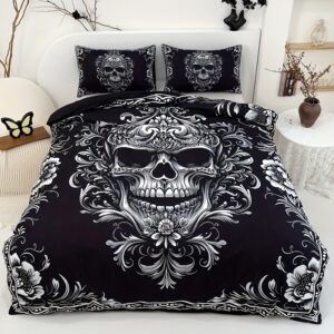 Skull Victoria Baroque Gothic Duvet Cover Set